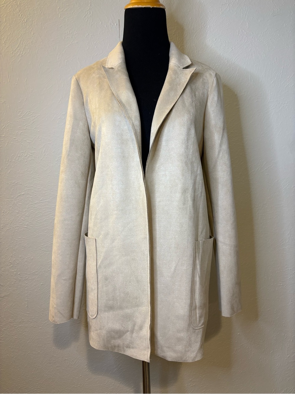 Premise Beige Faux Suede Open-Front Jacket Size Small *Like new*